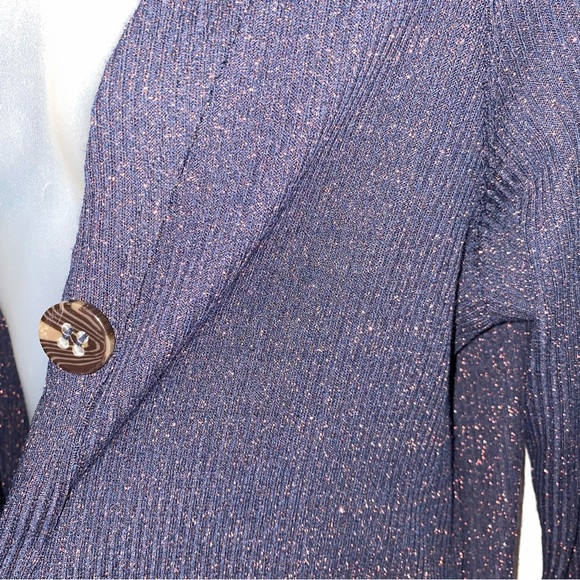 We The Free navy blue metallic button up light weight cardigan - Picture 5 of 10